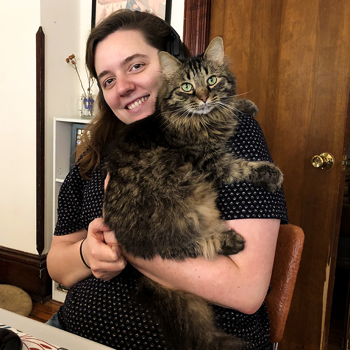 Donated by Hannah Hankins Hannah Hankins, Member Coordinator, holding her cat Ferdinand!